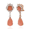 15.77CT DIAMOND & AAA CORAL 18KT ROSE GOLD ROUND PEAR SHAPE & MARQUISE EARRINGS