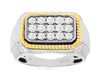 ESTATE WIDE 1.0CT DIAMOND 14KT 2 TONE GOLD 3D MULTI ROW SQUARE OCTAGON MENS RING