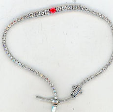 3.05CT DIAMOND & AAA RUBY 14KT WHITE GOLD 3D GRADUATING JOURNEY TENNIS BRACELET
