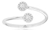 ESTATE .14CT DIAMOND 14KT WHITE GOLD 3D DOUBLE FLOWER CRISS CROSS LOVE RING