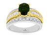 ESTATE 1.75CT DIAMOND & AAA RUSSALITE 14K 2 TONE GOLD 3D CLASSIC ENGAGEMENT RING