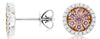 0.60CT WHITE & PINK DIAMOND 14KT WHITE & ROSE GOLD FLOWER CIRCULAR STUD EARRINGS