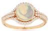 ESTATE 1.48CT DIAMOND & AAA OPAL 14KT ROSE GOLD 3D ROUND HALO LOVE KNOT FUN RING