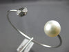 .12CT WHITE & BLACK DIAMOND & SOUTH SEA PEARL 18K WHITE GOLD PIE BANGLE BRACELET