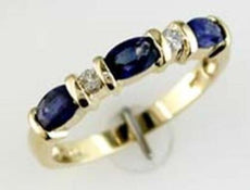 1CT DIAMOND & AAA SAPPHIRE 14K YELLOW GOLD OVAL & ROUND CHANNEL ANNIVERSARY RING