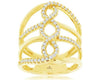 ESTATE LARGE .50CT DIAMOND 14KT YELLOW GOLD 3D MULTI ROW INFINITY LOVE RING