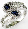 1.42CT DIAMOND & AAA SAPPHIRE 14KT WHITE GOLD PEAR SHAPE CRISS CROSS SNAKE RING