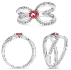.49CT DIAMOND & AAA PINK TOURMALINE 14KT WHITE GOLD OVAL & ROUND TEAR DROP RING