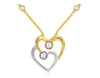 ESTATE .16CT DIAMOND 14KT 2 TONE GOLD 3D DOUBLE HEART BY THE YARD LOVE NECKLACE