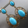 EXTRA LARGE 3.60CT DIAMOND & AAA SAPPHIRE & TURQUOISE 14KT ROSE GOLD 3D EARRINGS