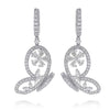 3.19CT DIAMOND 18KT WHITE GOLD 3D ROUND & PEAR SHAPE BUTTERFLY HANGING EARRINGS