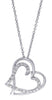 ESTATE .34CT DIAMOND 18KT WHITE GOLD 3D DOUBLE HEART LOVE KNOT FLOATING PENDANT