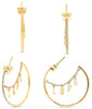 ESTATE .26CT DIAMOND 14KT YELLOW GOLD 3D ROUND SEMI HOOP LOVE HANGING EARRINGS