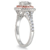 LARGE 1.5CT DIAMOND 14KT WHITE & ROSE GOLD DOUBLE HALO SQUARE ENGAGEMENT RING