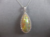 LARGE 8.51CT DIAMOND & AAA AUSTRALIAN OPAL 14KT WHITE GOLD HALO PENDANT #27692