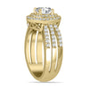 LARGE 1.13CT DIAMOND 14KT YELLOW GOLD 3D CLASSIC DOUBLE HALO ANNIVERSARY RING