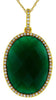 .18CT DIAMOND & AAA GREEN AGATE 14KT YELLOW GOLD OVAL HALO FUN FLOATING PENDANT