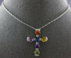 LARGE .45CT DIAMOND & AAA MULTI COLOR SAPPHIRE 18KT WHITE GOLD FLOATING PENDANT