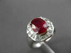 ANTIQUE LARGE 4.45CT DIAMOND & AAA RUBY 14K WHITE GOLD OVAL FILIGREE RING #23703