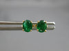 ESTATE .90CT AAA EMERALD 14KT YELLOW GOLD 3D OVAL SOLITAIRE STUD EARRINGS #27587