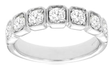 1.0CT DIAMOND 14KT WHITE GOLD 3D FILIGREE SEMI ETERNITY WEDDING ANNIVERSARY RING