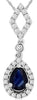 1.25CT DIAMOND & AAA SAPPHIRE 14K WHITE GOLD PEAR SHAPE & ROUND FLOATING PENDANT