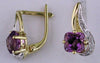 2.34CT DIAMOND & AAA AMETHYST 14KT YELLOW GOLD CUSHION & ROUND HANGING EARRINGS