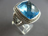 LARGE 15.50CT DIAMOND & AAA BLUE TOPAZ 925 SILVER DAVID YURMAN FUN RING #27731