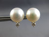 LARGE .10CT DIAMOND & AAA SOUTH SEA PEARL 18K WHITE GOLD SOLITAIRE STUD EARRINGS