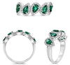 1.26CT DIAMOND & AAA EMERALD 14KT WHITE GOLD 3D PEAR SHAPE & ROUND 5 STONE RING