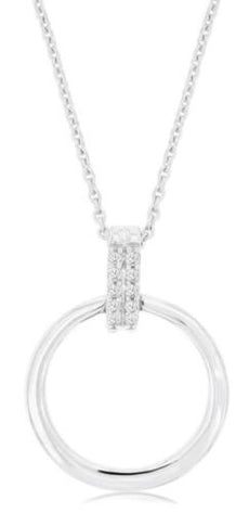 ESTATE .03CT DIAMOND 14KT WHITE GOLD ROUND CIRCLE OF LIFE FUN FLOATING PENDANT