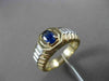 ESTATE .52CT AAA SAPPHIRE 14K WHITE & YELLOW GOLD SOLITAIRE OVAL MENS GYPSY RING