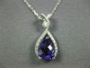 ESTATE 1.12CT DIAMOND & AAA AMETHYST 14K WHITE GOLD PEAR SHAPE TEAR DROP PENDANT
