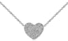 ESTATE .15CT DIAMOND 14KT WHITE GOLD 3D CLASSIC PAVE HEART SHAPE LOVE NECKLACE