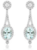 2.83CT DIAMOND & AAA AQUAMARINE 14KT WHITE GOLD 3D OVAL & ROUND HANGING EARRINGS