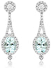 2.83CT DIAMOND & AAA AQUAMARINE 14KT WHITE GOLD 3D OVAL & ROUND HANGING EARRINGS