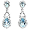 ESTATE 1.95CT DIAMOND & AAA AQUAMARINE 14K WHITE GOLD TEAR DROP HANGING EARRINGS