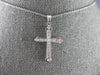 ESTATE .44CT DIAMOND 18KT WHITE GOLD 3D PRINCESS & ROUND CROSS FLOATING PENDANT