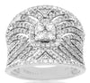 ESTATE WIDE 1.25CT DIAMOND 14K WHITE GOLD CLUSTER FLOWER SQUARE ANNIVERSARY RING