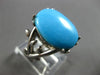 ESTATE LARGE AAA TURQUOISE 14KT WHITE GOLD MULTI LEAF OVAL CRISS CROSS LOVE RING