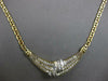 LARGE & LONG 1.26CT DIAMOND 14K 2 TONE GOLD 3D ROUND & BAGUETTE V SHAPE NECKLACE