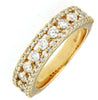 ESTATE 1.17CT DIAMOND 14K YELLOW GOLD ROUND 3 ROW SEMI ETERNITY ANNIVERSARY RING