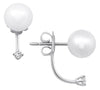 ESTATE .10CT DIAMOND & AAA SOUTH SEA PEARL 18KT WHITE GOLD FUN HANGING EARRINGS
