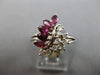 .52CT DIAMOND AND AAA RUBY 14KT WHITE GOLD 3D ROUND AND MARQUISE FLOWER FUN RING