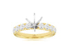 ESTATE 1.05CT DIAMOND 14K 2 TONE GOLD 9 STONE 4 PRONG SEMI MOUNT ENGAGEMENT RING