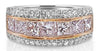 WIDE 2.37CT WHITE & PINK DIAMOND 18K WHITE & ROSE GOLD PRINCESS ANNIVERSARY RING