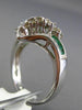 ESTATE WIDE 1.18CT DIAMOND & AAA EMERALD 14KT WHITE GOLD 3D LEAF MULTI WAVE RING
