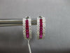 1.09CT DIAMOND & AAA RUBY 14KT WHITE GOLD THREE ROW HUGGIE HOOP HANGING EARRINGS