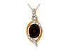 2.28CT DIAMOND & AAA GARNET 14KT 2 TONE GOLD OVAL DOUBLE SWIRL TEAR DROP PENDANT