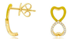 .19CT DIAMOND & YELLOW ENAMEL 14K YELLOW GOLD 3D LUCKY HORSEHOE HANGING EARRINGS